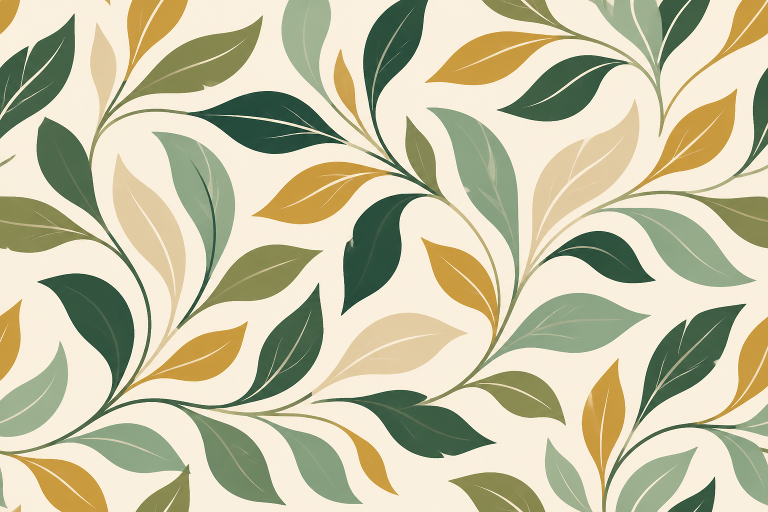 Seamless leaf pattern showing rhythm and unity
